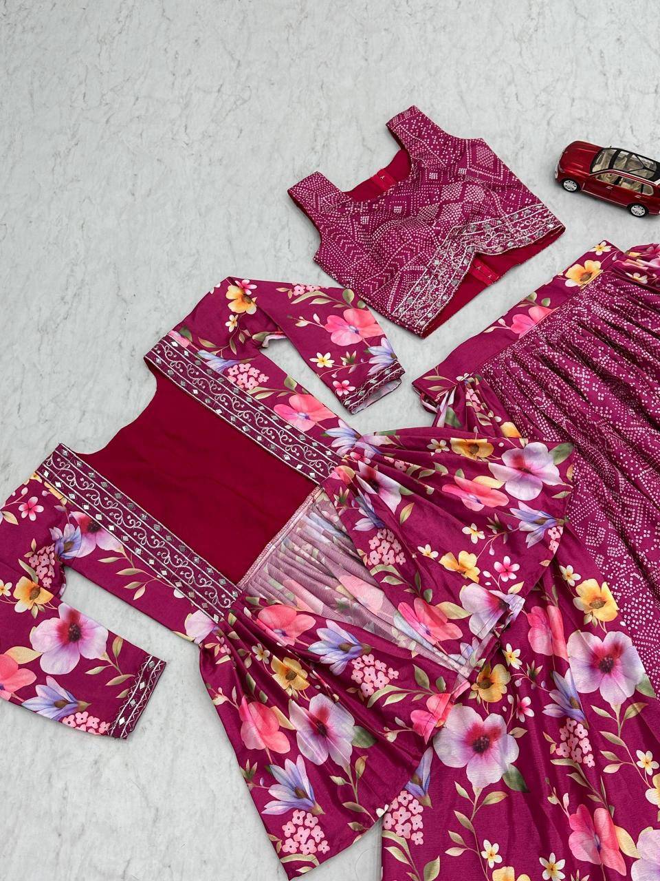 Pc-534 Chinon Red  Best lehengha choli supplier in India